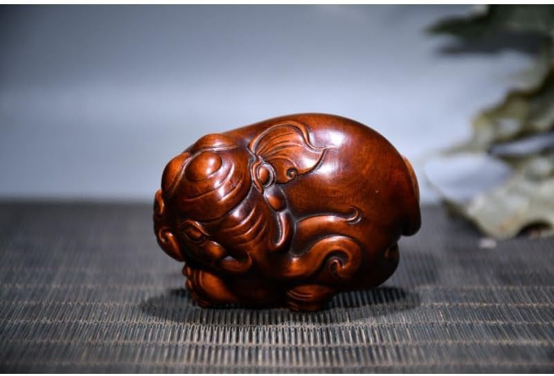 Handcrafted Boxwood Elephant Meditating Statue