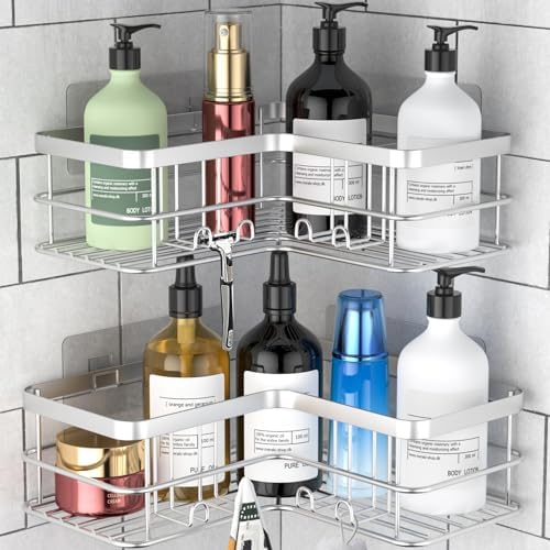 Yazoni Shower Caddy 2-Pack Corner Shelf Silver