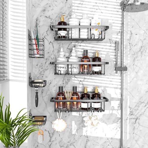 oyenbboi 6-Pack Shower Caddy Organizer Adhesive No Drill Rustproof