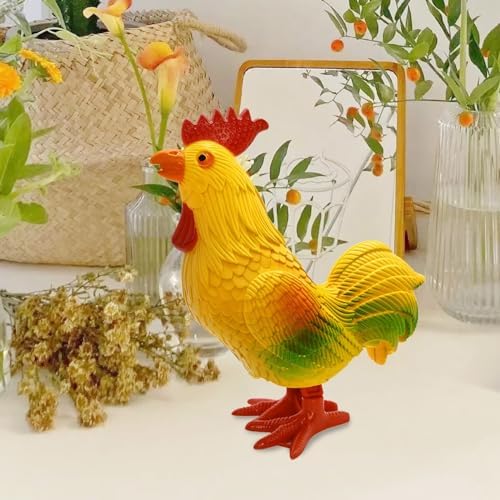 Small Statue Miniature Rooster Figurines - Clockwork Decor Sculptures