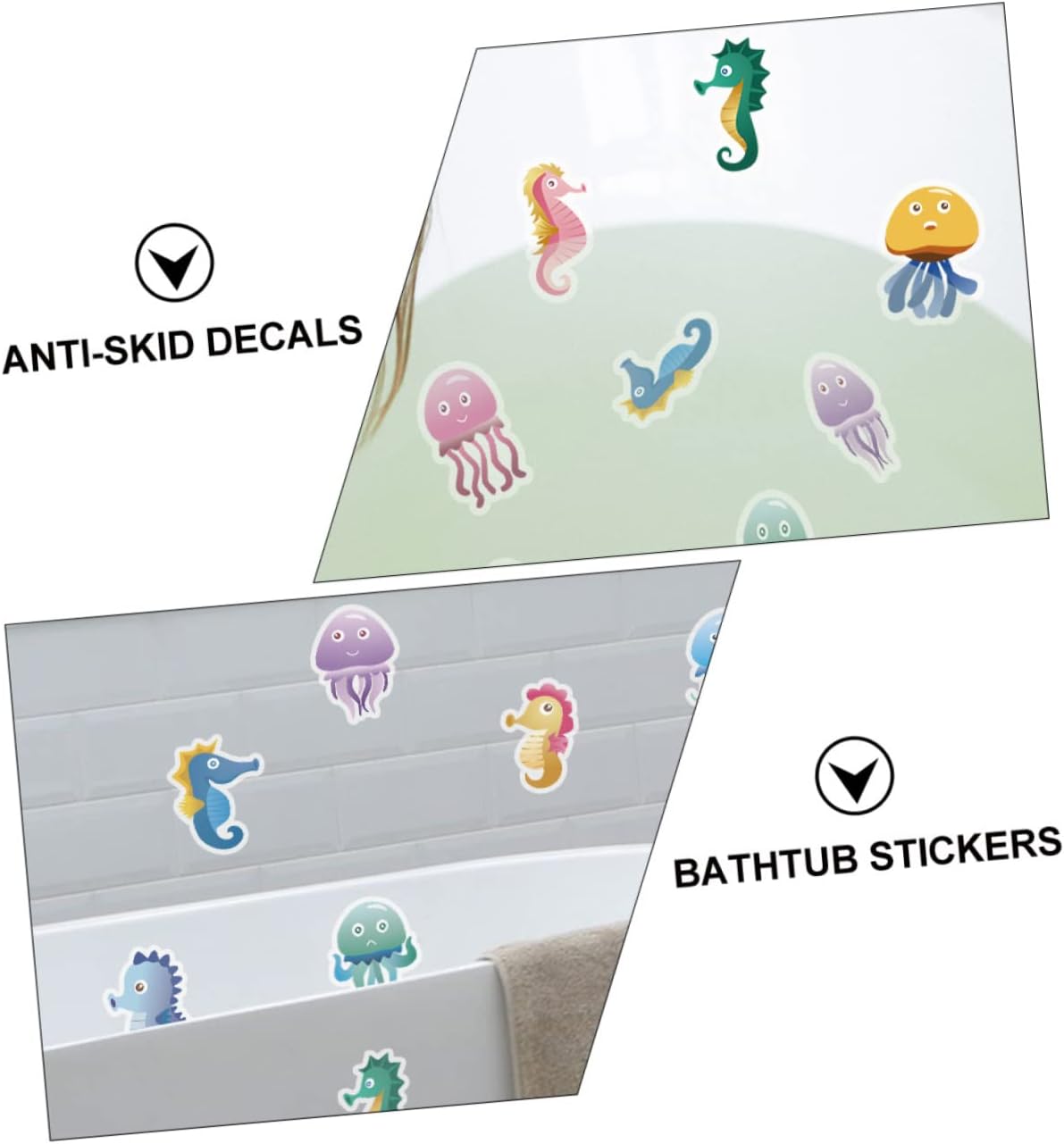 Ciieeo 10pcs Cartoon Non-Skid Bathtub Stickers 1
