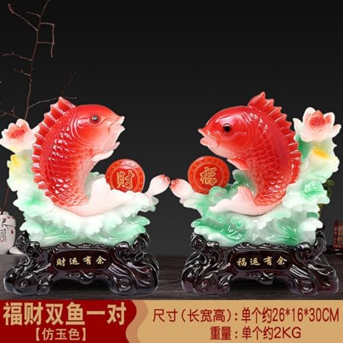 Luxurious Resin Wealth Dragon Fish Sculpture for Feng Shui