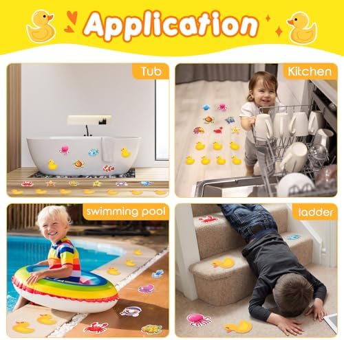 Chiisong 40 Pcs Non-Slip Bathtub Stickers with Scraper