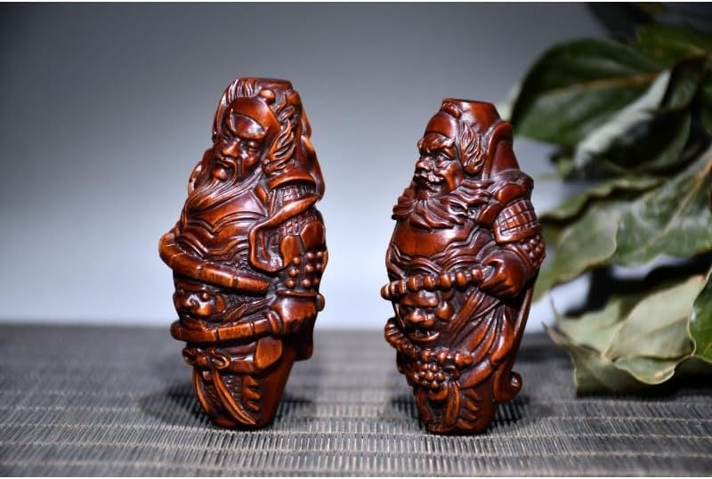 Handmade Boxwood Guan Gong Yu Warrior God Statues Collection