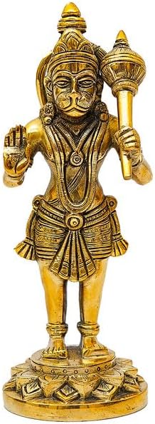 Statuestudio 8 Inch Brass Hanuman Statue for Home Temple