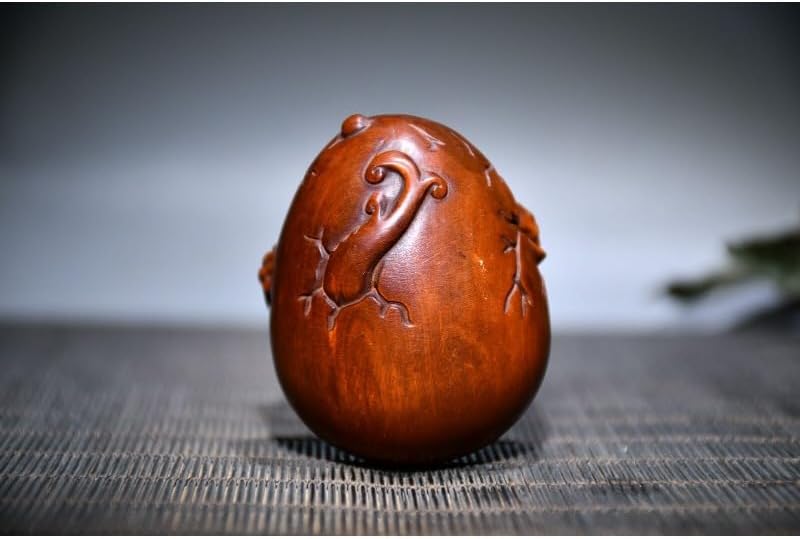 Handcrafted Boxwood Dragon Egg Pixiu Statues Decor