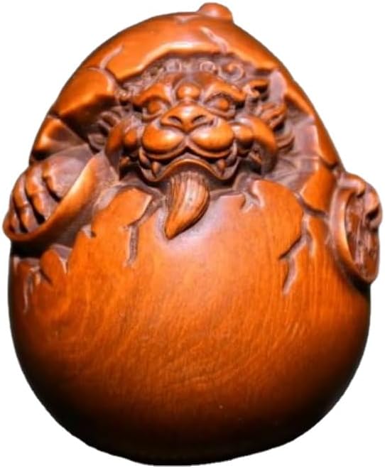 Handcrafted Boxwood Dragon Egg Pixiu Statues Decor