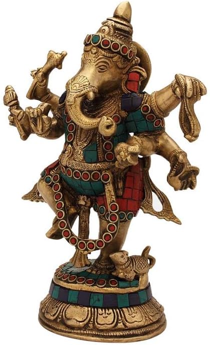 Statuestudio Dancing Ganesha Statue Brass Finish Decor