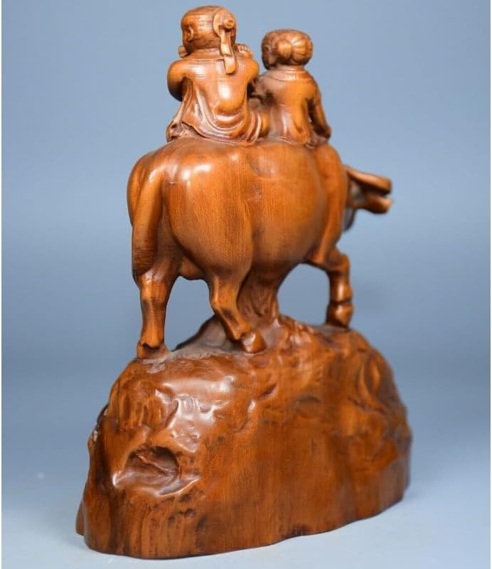 LimpaC Handmade Boxwood Ox Statue Decor