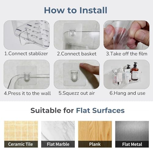 DEEIF Adhesive Suction Cup Shower Caddy 3 Pack