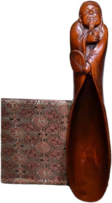 Handmade Boxwood Moneybags Tea Shovel Statues Home Decor