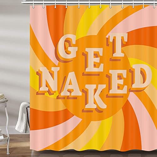 JAWO Funny Get Naked Boho 70s Retro Shower Curtain Set