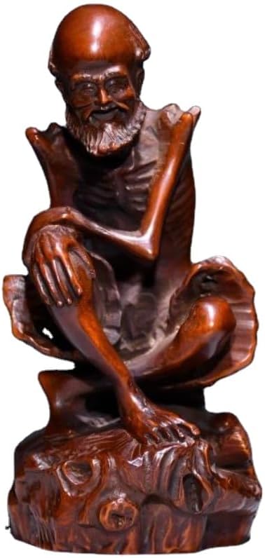 Handmade Boxwood Dharma Statue for Home Decor
