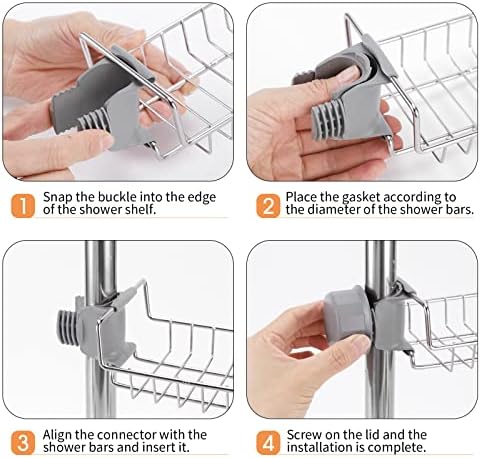 Buoluty Clawfoot Tub Caddy - Stainless Steel Shower Shelves Soap Caddy
