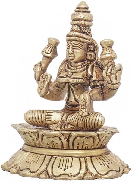 Statuestudio Goddess Lakshmi Brass Statue 3 Inch