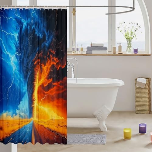 Erosebridal Ice Fire Tornado Shower Curtain Set 72x72