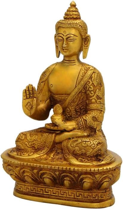 Statuestudio Decorative Brass Sitting Buddha Statue 7 Gold