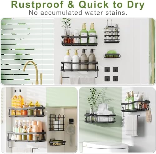 JIANDOS 9 Piece Shower Caddy Set with Hooks and Adhesives