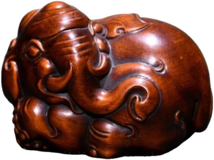 Handcrafted Boxwood Elephant Meditating Statue