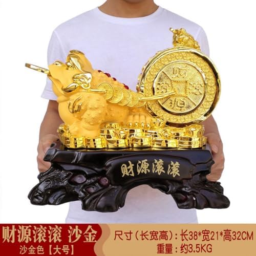 Feng Shui Wealth Attraction Golden Toad Sculpture - 38x21x32cm