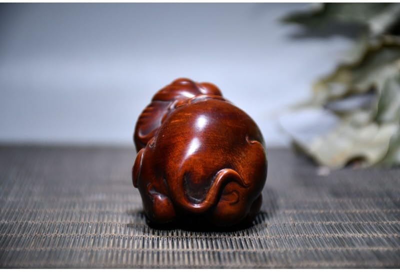 Handcrafted Boxwood Elephant Meditating Statue