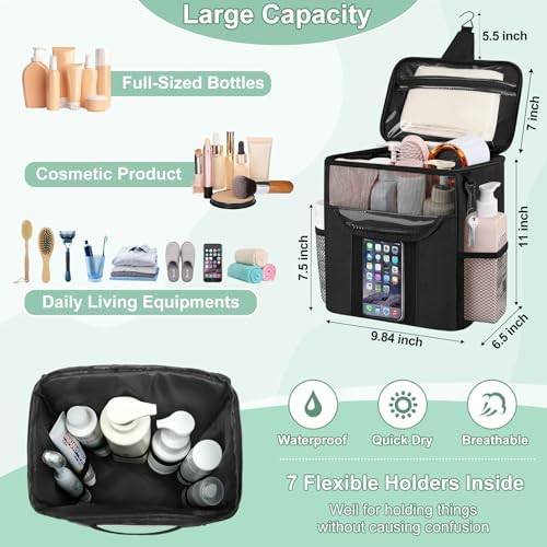 Portable Shower Caddy with Large Capacity and Quick Dry Design Black