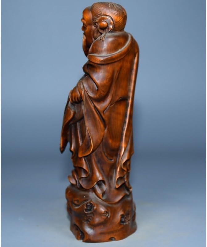 Handcrafted Boxwood Eight Immortals Han Zhongli Statue Decor