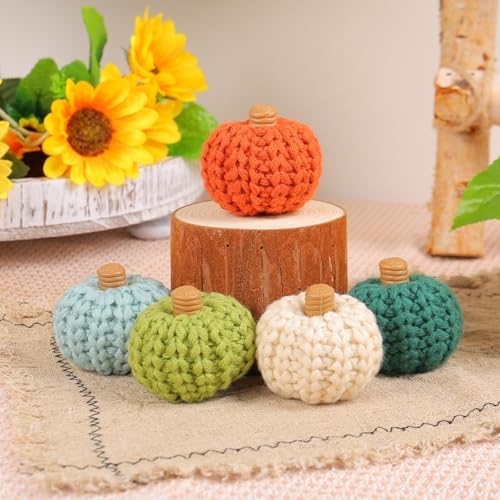 Mini Knit Pumpkin Statue - Modern Home Decor Accent