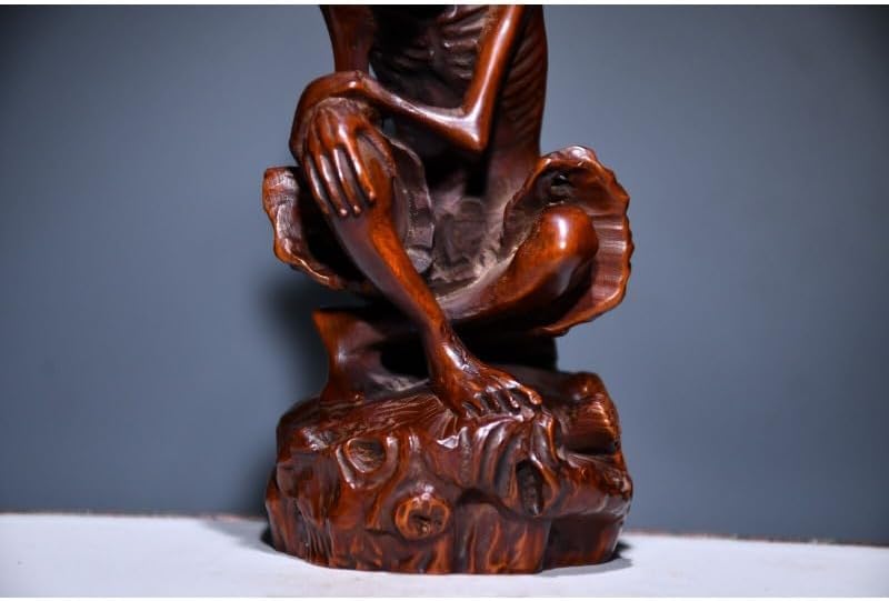 Handmade Boxwood Dharma Statue for Home Decor