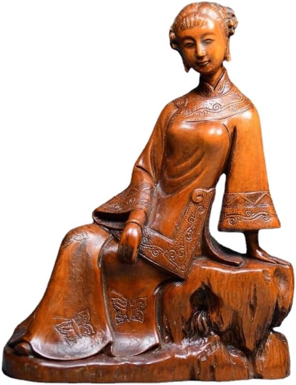 LimpaC Handmade Boxwood Meditating Woman Statue