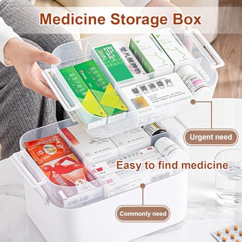 Wynfelo Medicine Organizer with Handle and 3 Tiers