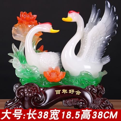 Feng Shui Wealth Prosperity Swan and Crane Sculpture