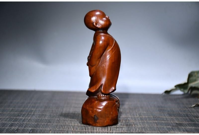 LimpaC Handmade Boxwood Meditation Monk Statue