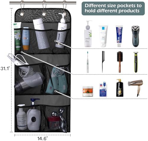 MISSLO Mesh Shower Caddy with Door and Curtain Hooks