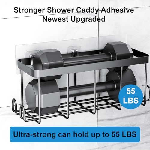 Lsnisni 3 Pack Shower Caddy Adhesive Hooks Clear Waterproof No Drilling