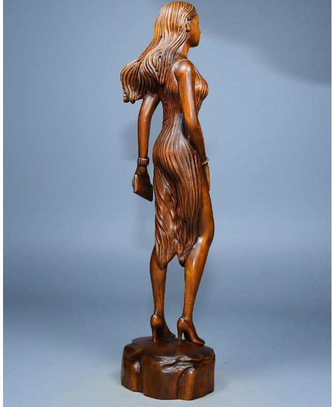 LimpaC Handmade Boxwood Woman Statue - Meditating Beauty Decor
