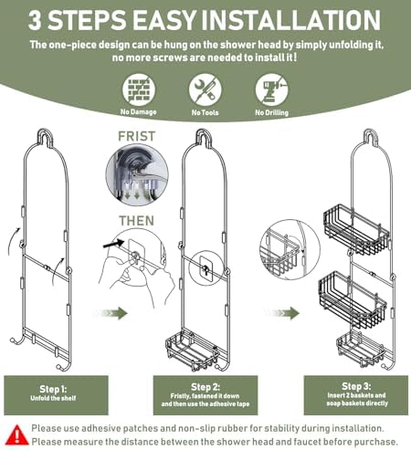 WXCGX Hanging Shower Caddy with 2 Baskets and Hooks