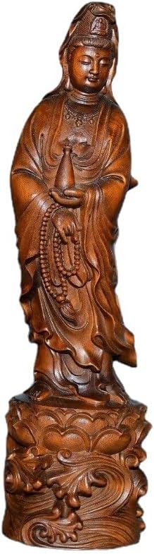 LimpaC Mini Boxwood Kwan-Yin Lotus Flower Statue 1