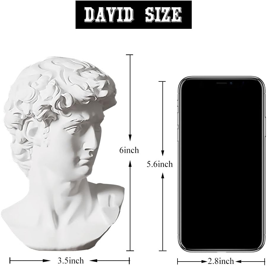 Greek Statue of David Resin Bust 6 Inch Home Decor