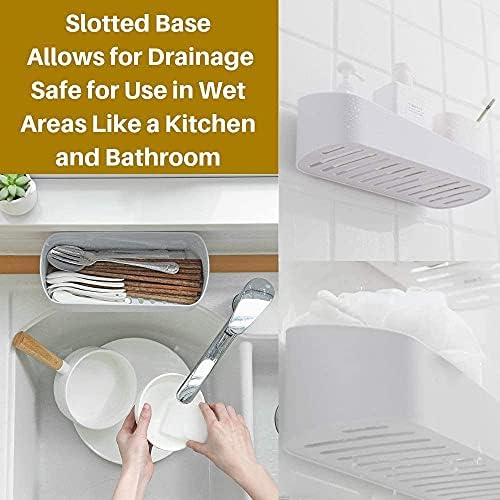 SUNFICON Adhesive Shower Caddy with 2 Clear Stickers