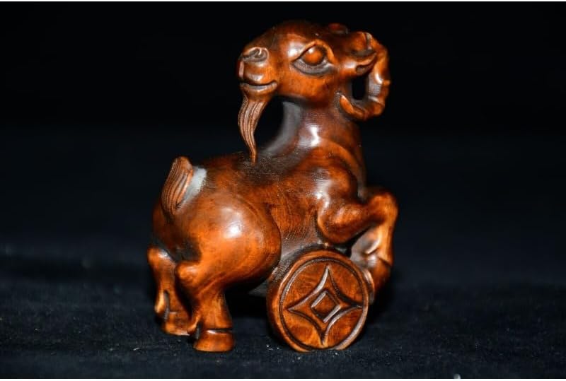 Collection Boxwood Sheep Wealth Statues Handmade Decor