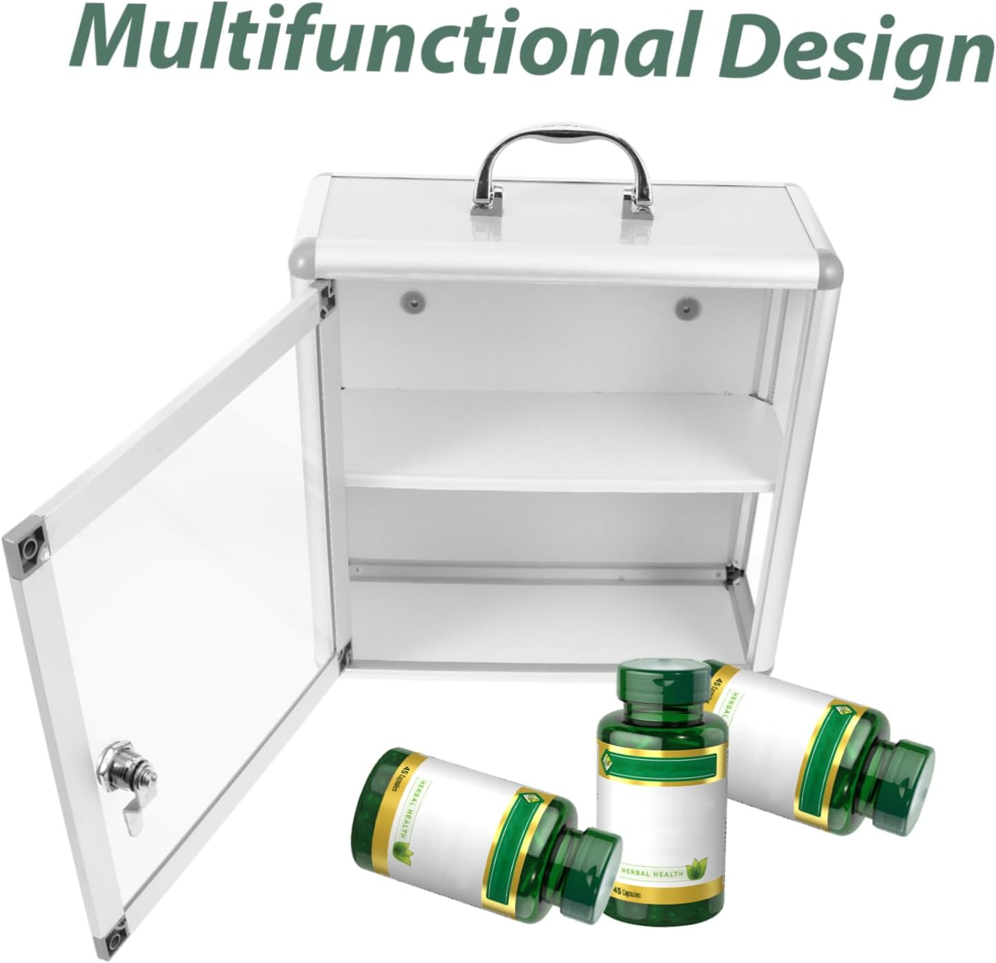 Wakauto Wall Mounted Medicine Cabinet with Transparent Door