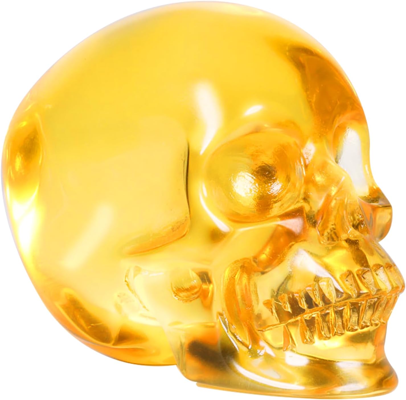 MRSKULL Yellow Glass Crystal Skull Decor Statue