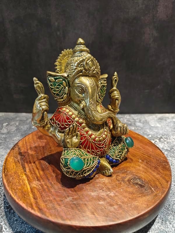 Statuestudio Brass Ganesha Statue Gold Finish
