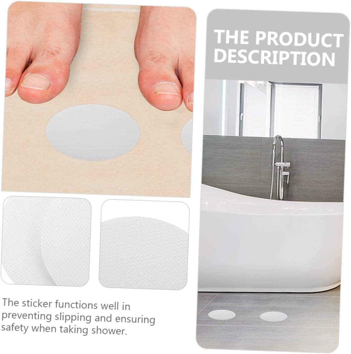 VOSAREA 20Pcs Round Transparent Safety Stickers for Bathrooms Stairs Pools