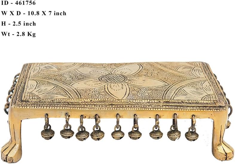 Statuestudio Brass Chowki with Pedestal and Bell