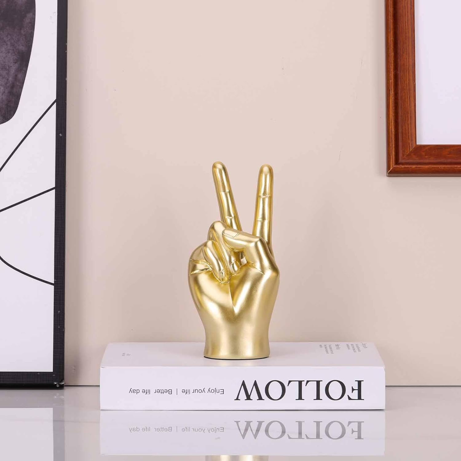 LCCCK Gold Peace Hand Sculpture Decor