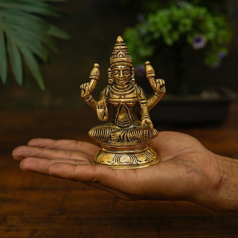 Statuestudio Laxmi Idol 4 Inch Brass Statue