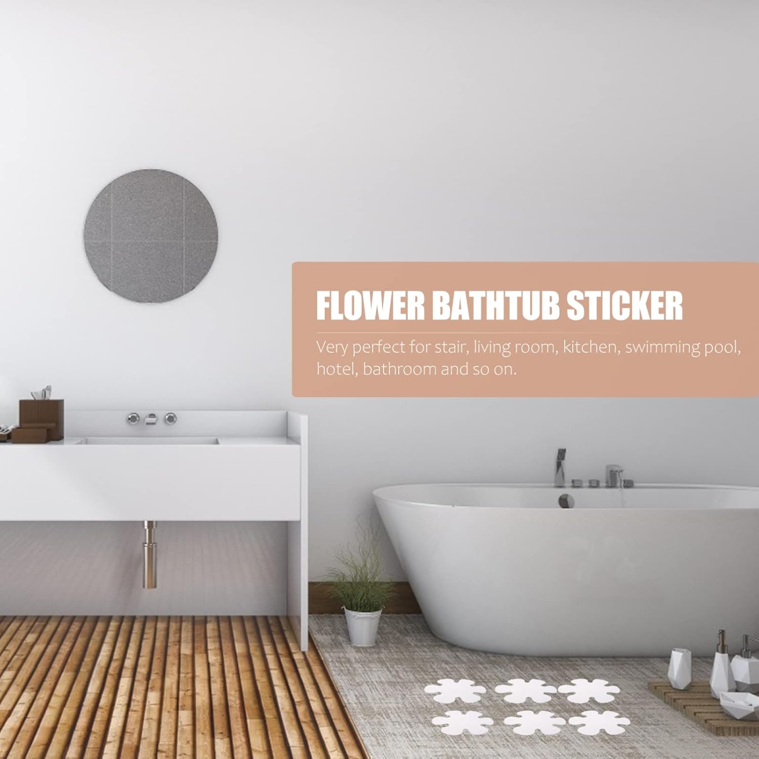 ABOOFAN 20Pcs Flower Shaped Non-Slip Bath Stickers for Safety