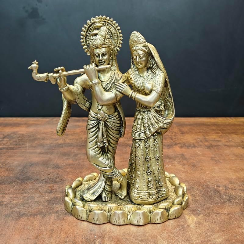 Statuestudio Radha Krishna Statue 10 Inch Brass